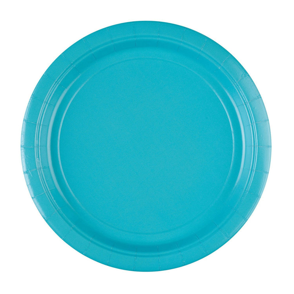 Round Paper Plates 9in - Caribbean Blue - Pack of 8