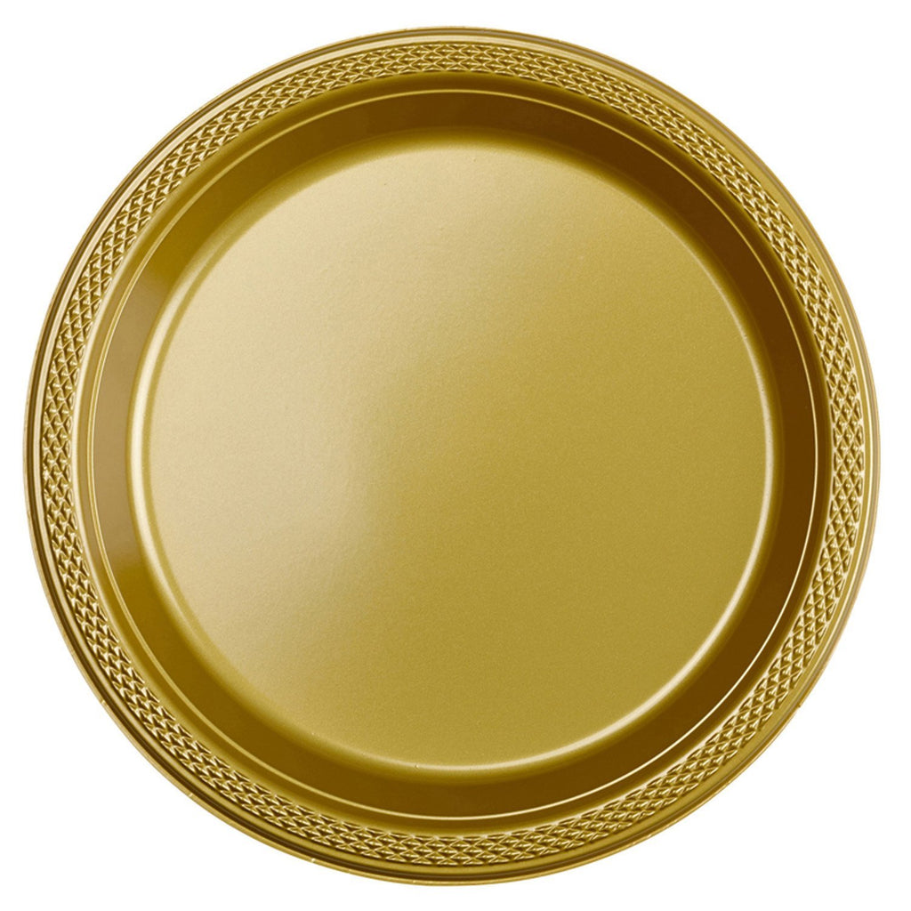 Round Plastic Plates 7in - Gold - Pack of 20