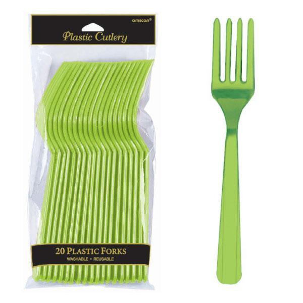 Plastic Cutlery Forks - Kiwi - Pack of 20