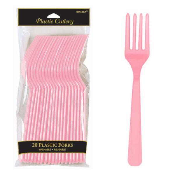 Plastic Cutlery Forks - New Pink - Pack of 20