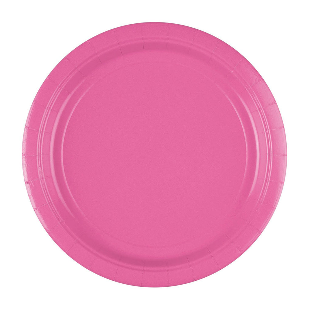 Round Paper Plates 9in - Bright Pink - Pack of 8