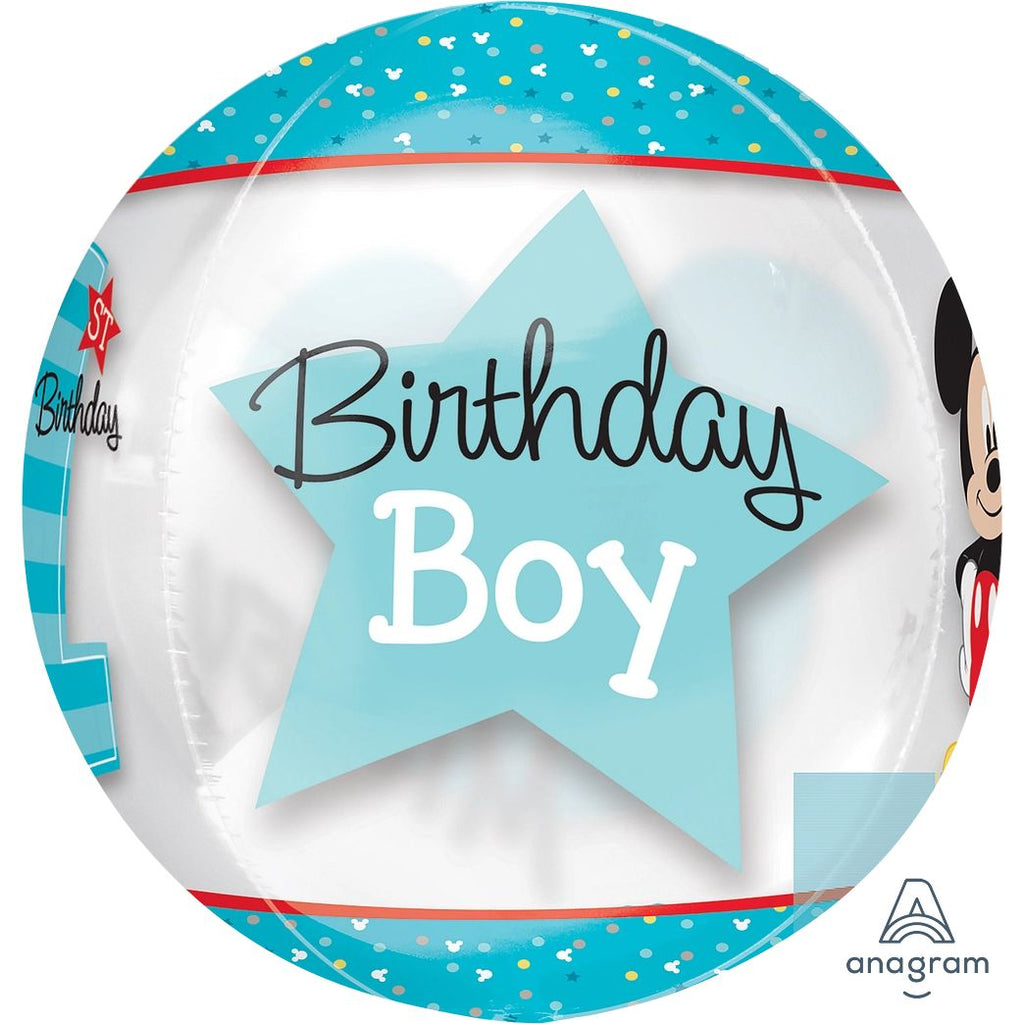 Anagram Mickey 1st Birthday Boy Orbz Balloon 16in