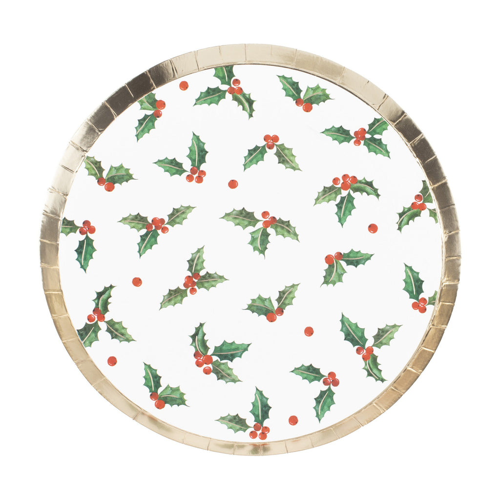 ginger-ray-christmas-holly-leaf-paper-party-plates-pack-of-8-ginr-trad-320