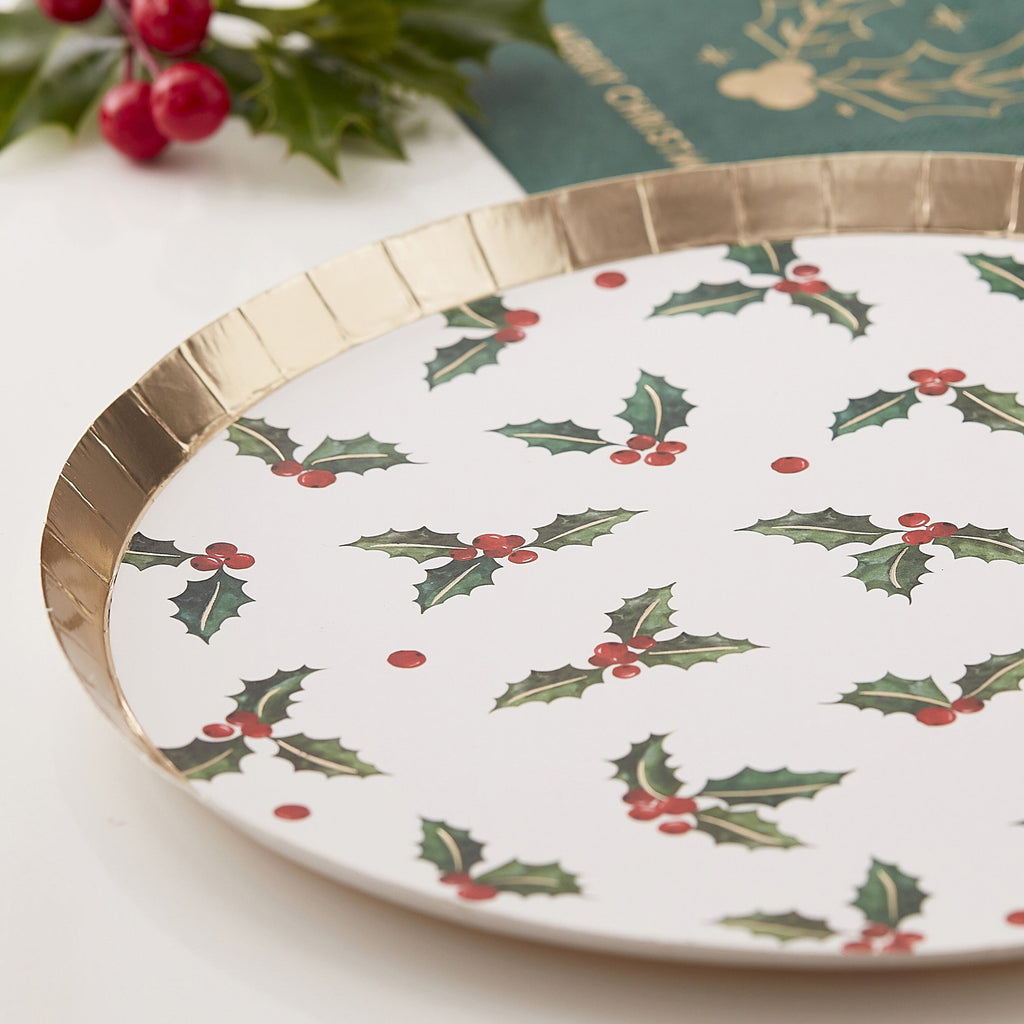 ginger-ray-christmas-holly-leaf-paper-party-plates-pack-of-8-ginr-trad-320