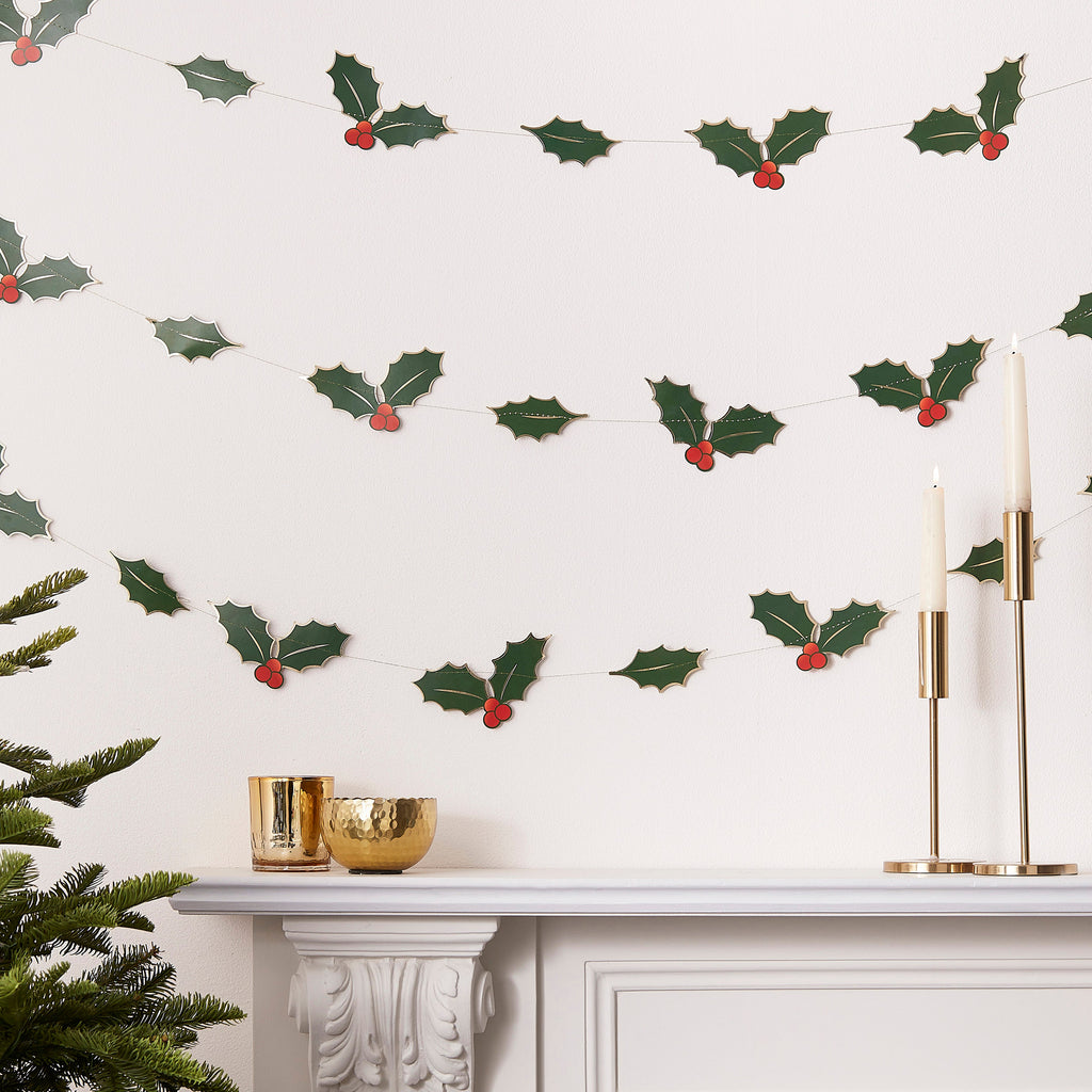 ginger-ray-holly-leaves-christmas-garland-decoration-5m-ginr-trad-302-