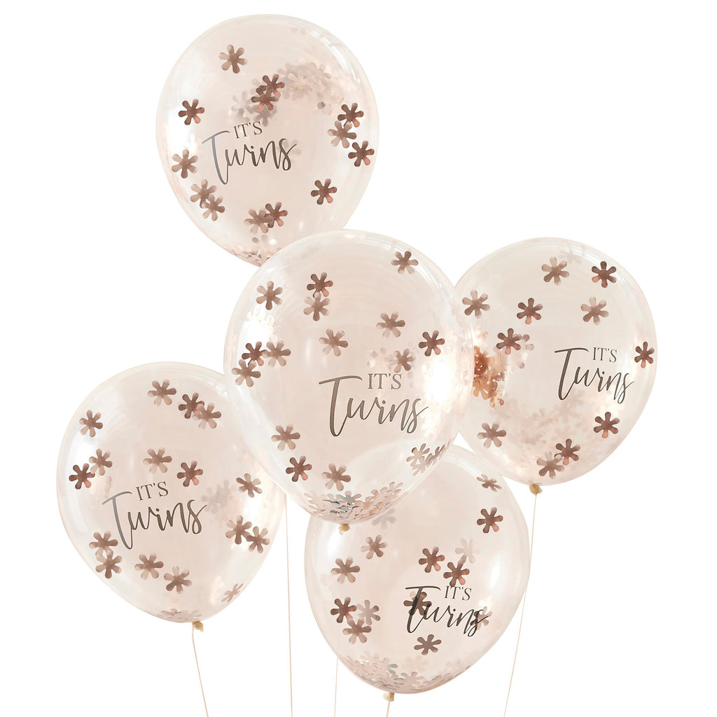 ginger-ray-its-twins-rose-gold-flower-confetti-latex-balloon-12in-pack-of-5-ginr-bl-129-