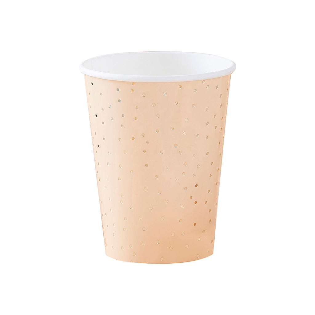 ginger-ray-peach-and-gold-polka-dot-paper-cups-pack-of-8-ginr-mix-462