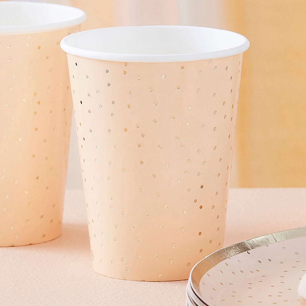 ginger-ray-peach-and-gold-polka-dot-paper-cups-pack-of-8-ginr-mix-462