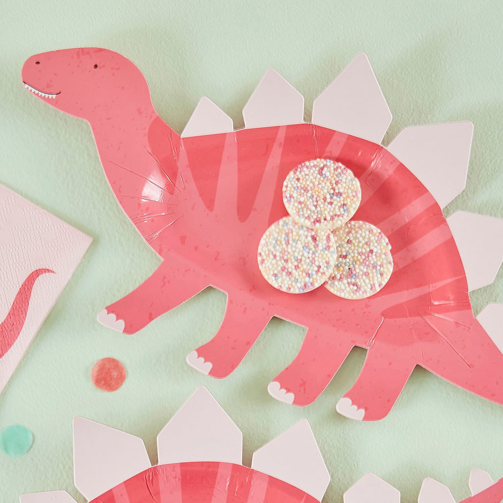 ginger-ray-pink-shaped-dinosaur-sweet-treat-plates-pack-of-8-ginr-dino-104-