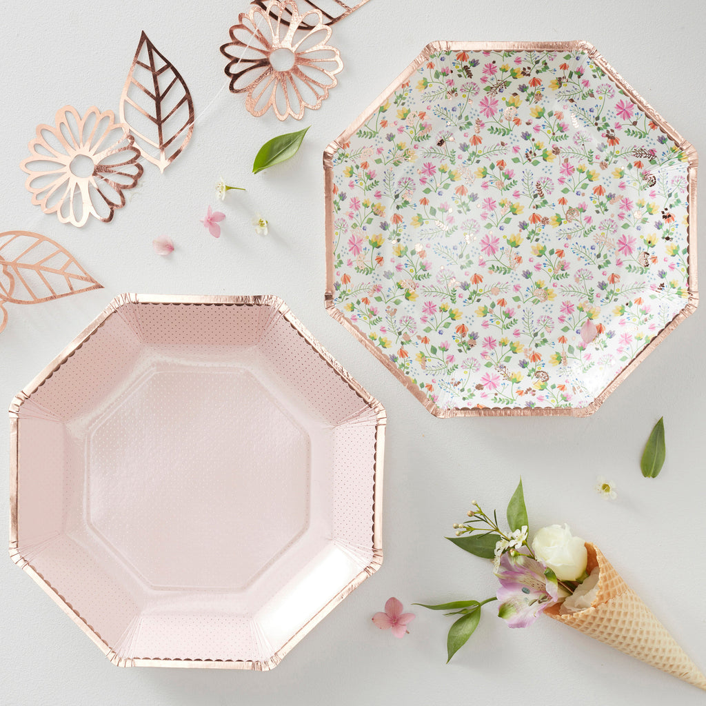 ginger-ray-rose-gold-foiled-floral-paper-plates-pack-of-8-ginr-df-801