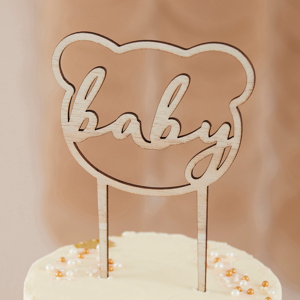 ginger-ray-wooden-teddy-bear-shape-baby-cake-topper-ginr-ted-103