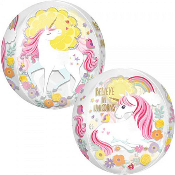 Magical Unicorn Round Crystal Balloon 15in x 16in / 39cm x 41cm