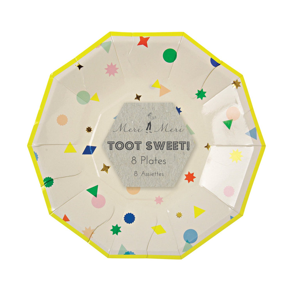Toot Sweet Confetti Charms Pattern Small Plates 7in - Pack of 8