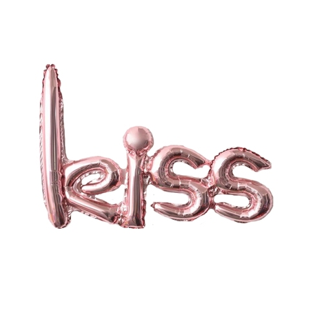 Word "Kiss" Rose Gold Die Cut Air-Filled Foil Balloon 17in x 30in / 44cm x 77cm