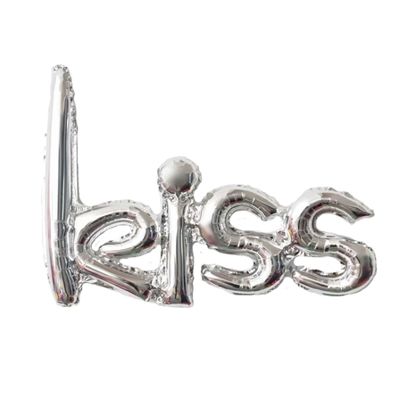 Word "Kiss" Silver Die Cut Air-Filled Foil Balloon 17in x 30in / 44cm x 77cm