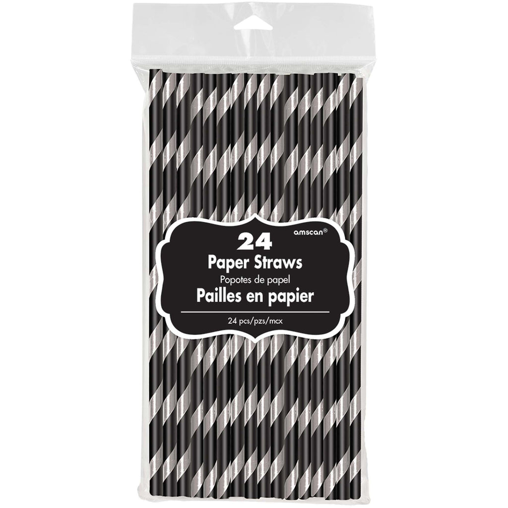 striped-paper-straws-7.7in-x-0.2in-black-with-silver-pack-of-24-1