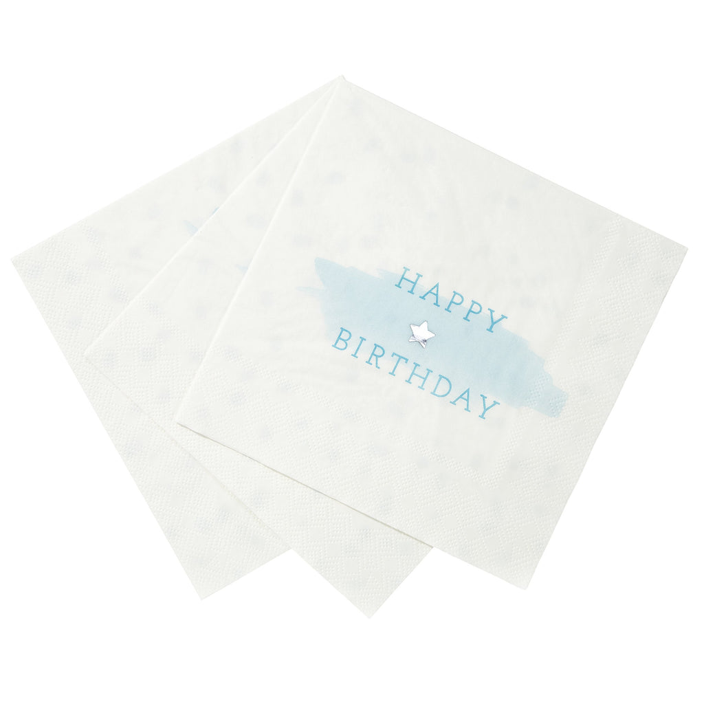 We Heart Blue Happy Birthday Napkin - Pack of 16